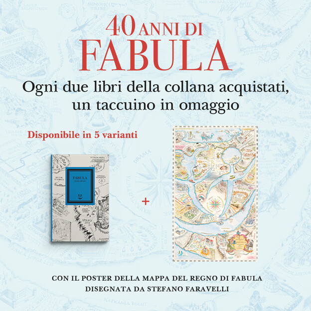 Immagine descrittiva della promozione in corso: un taccuino in omaggio ogni due volumi della collana fabula acquistati