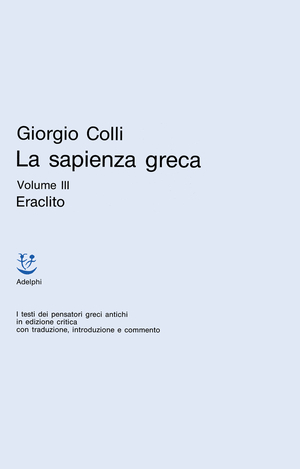 Copertina del volume: La sapienza greca, III