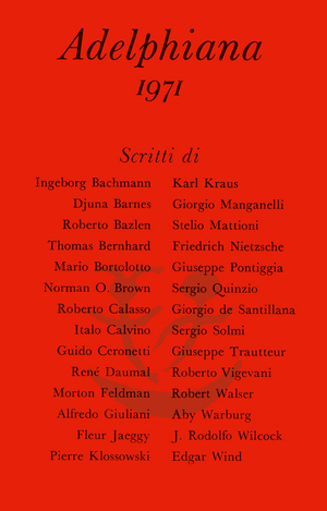 Copertina del volume: Adelphiana 1971