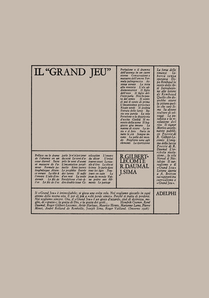 Copertina del volume: Il «Grand Jeu»