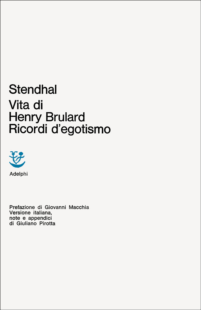 Copertina del volume: Vita di Henry Brulard - Ricordi d’egotismo